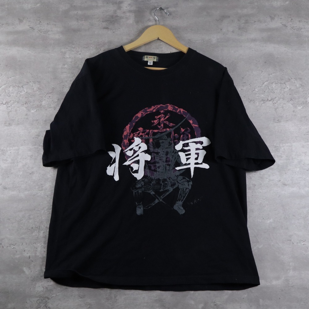 y2k kyoto julin samurai graphic tee boxy black mens 3l